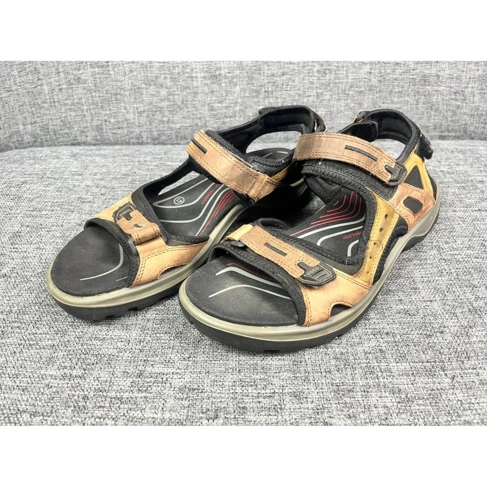 Ecco Yucatan Mens Sandals Bison Black Leather Sport Hiking 41 EU US 7 Outdoors